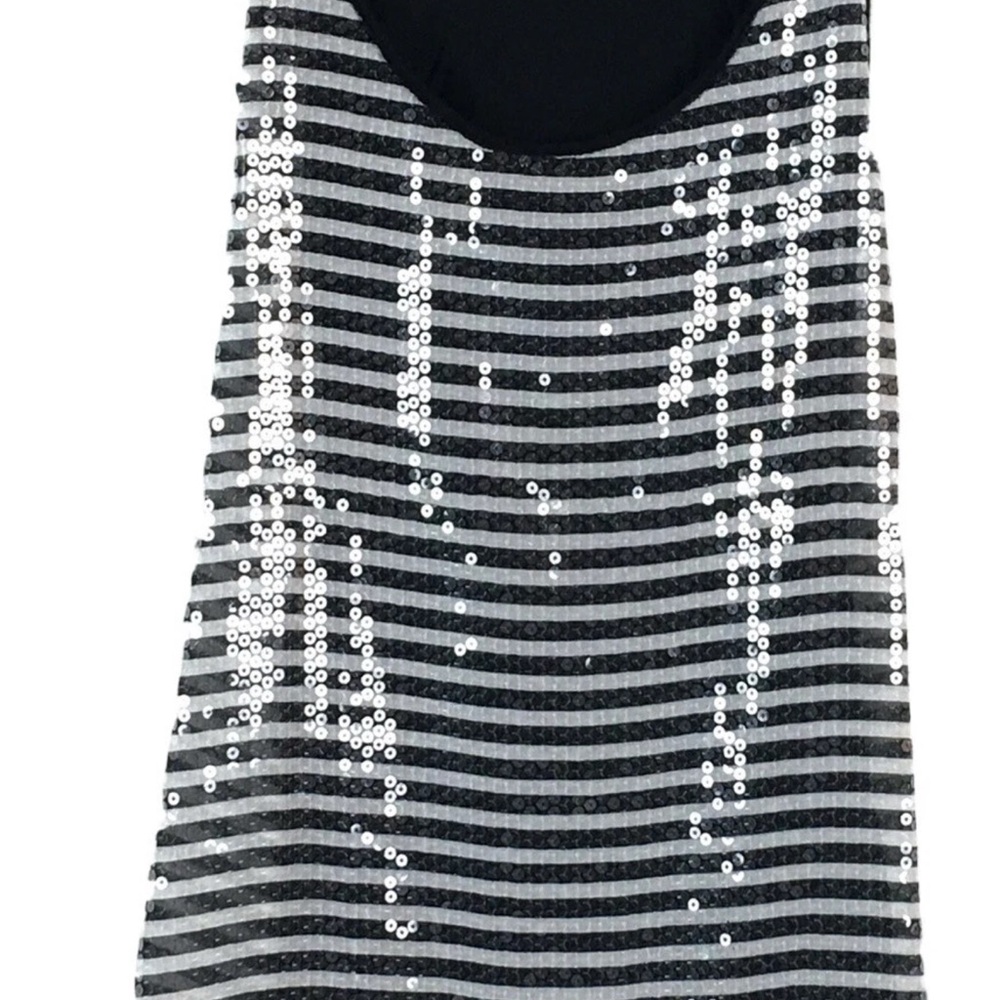 New York‎ & Company Black and Silver Sequin Tank Top